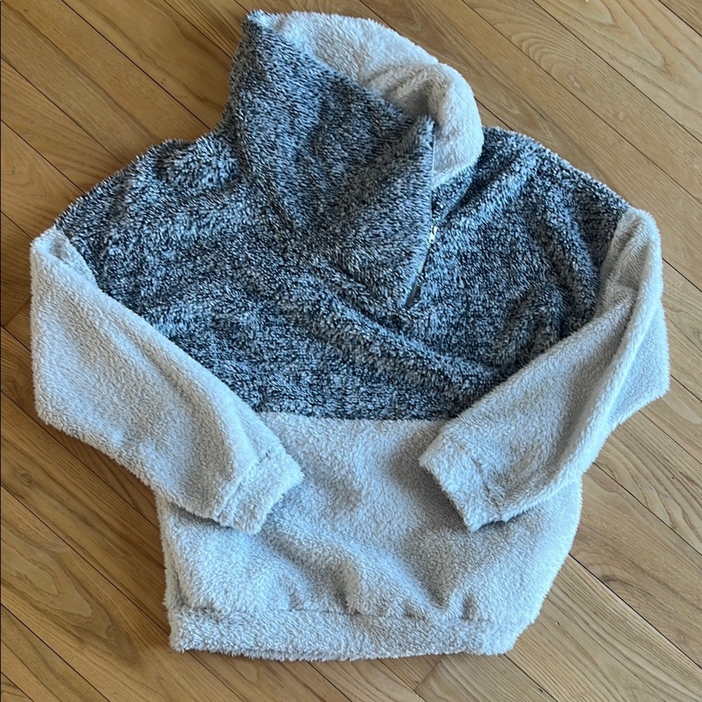 Cozy Gray and Cream Women's Sherpa Sweatshirt